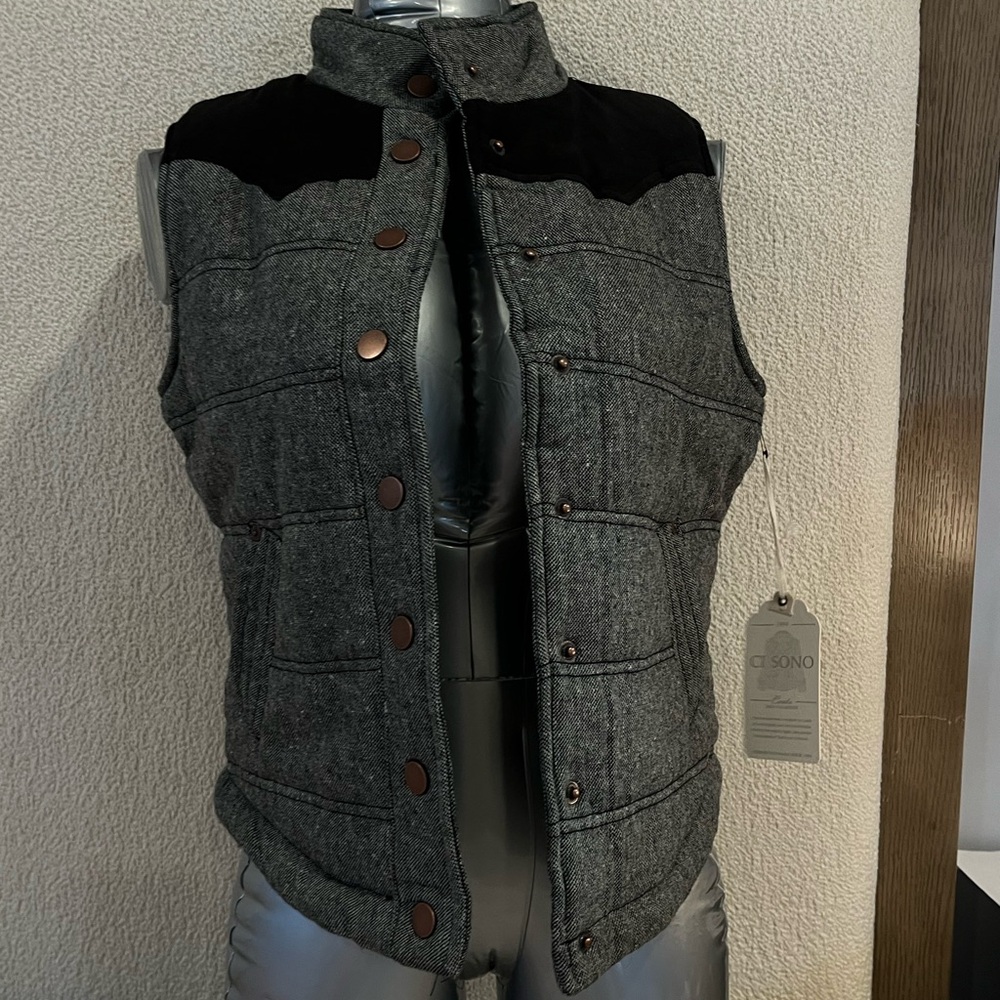 Ci Sono Charcoal Tweed Vest with Black Interior